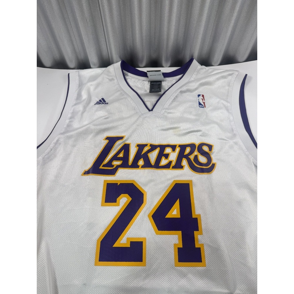 Adidas Basketball Jersey Mens L White Lakers Kobe Bryant 24 Swingman NBA - Picture 3 of 11